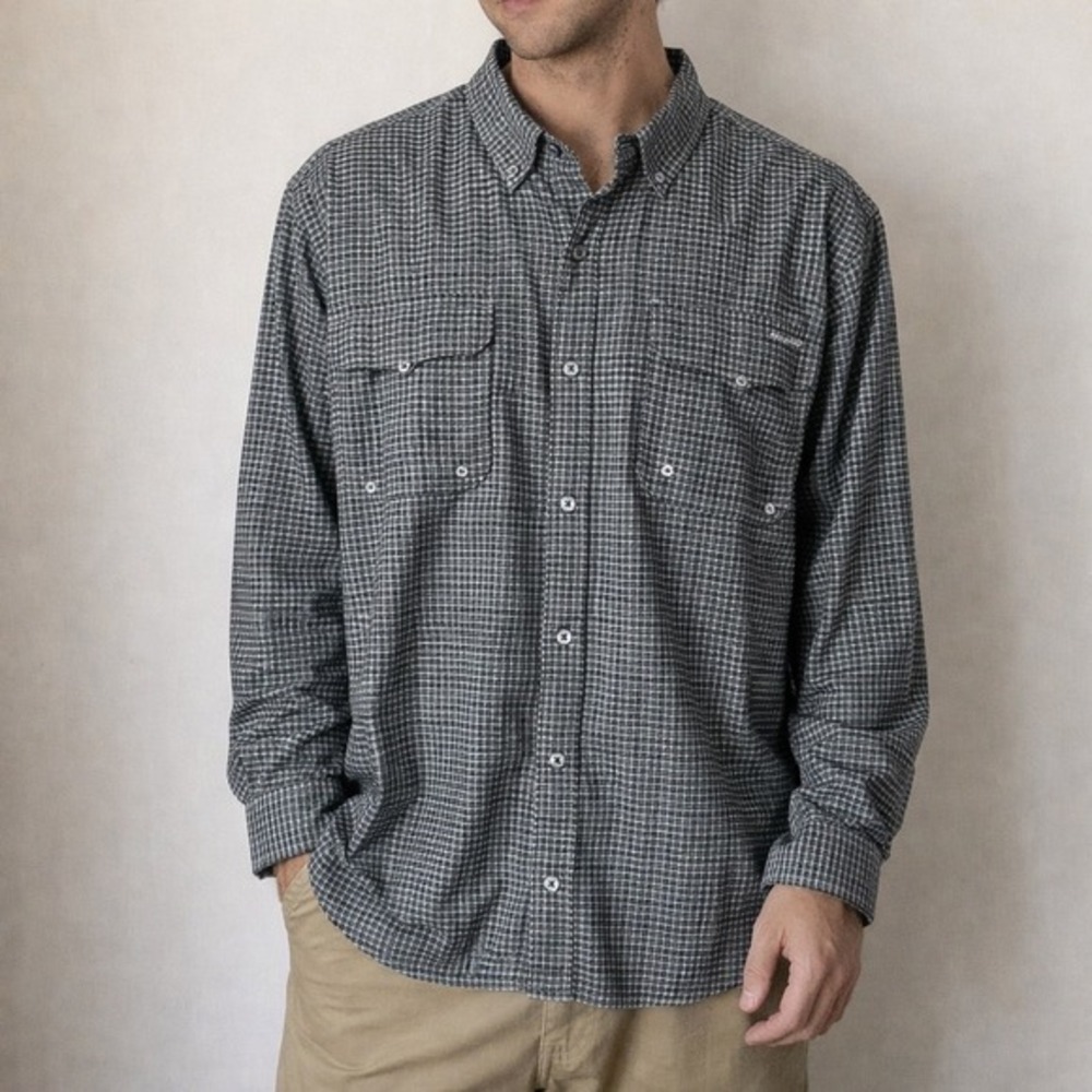 HEYBO Outdoors Beaufort Performance Fishing Shirt Charcoal Plaid Size XL NWT